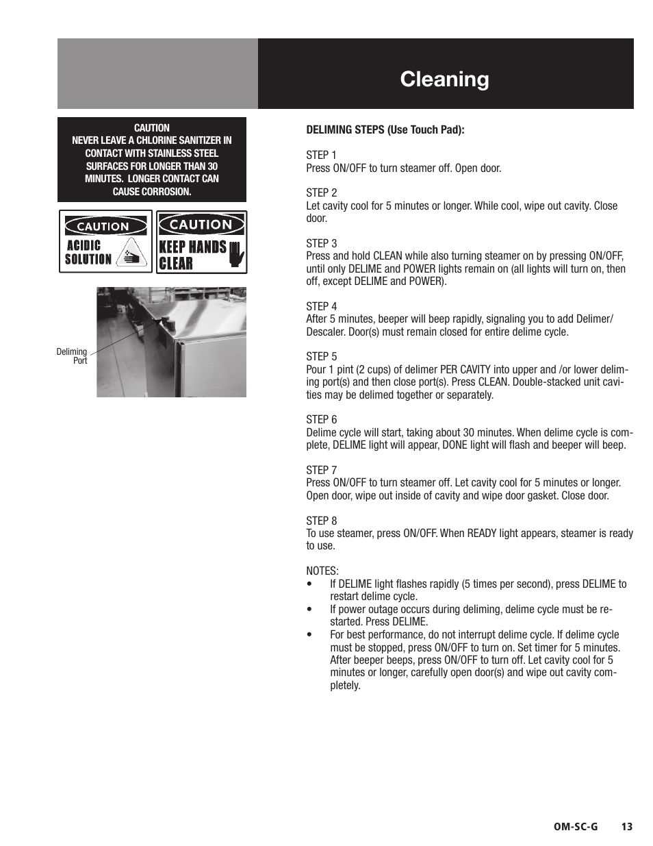 Cleaning | Blodgett SC-G Series User Manual | Page 15 / 28