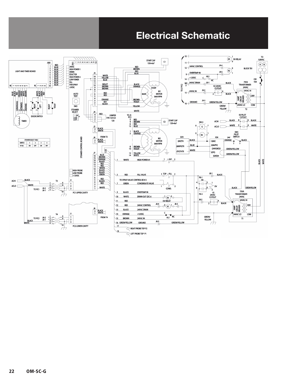 Electrical schematic | Blodgett SC-G Series User Manual | Page 24 / 28