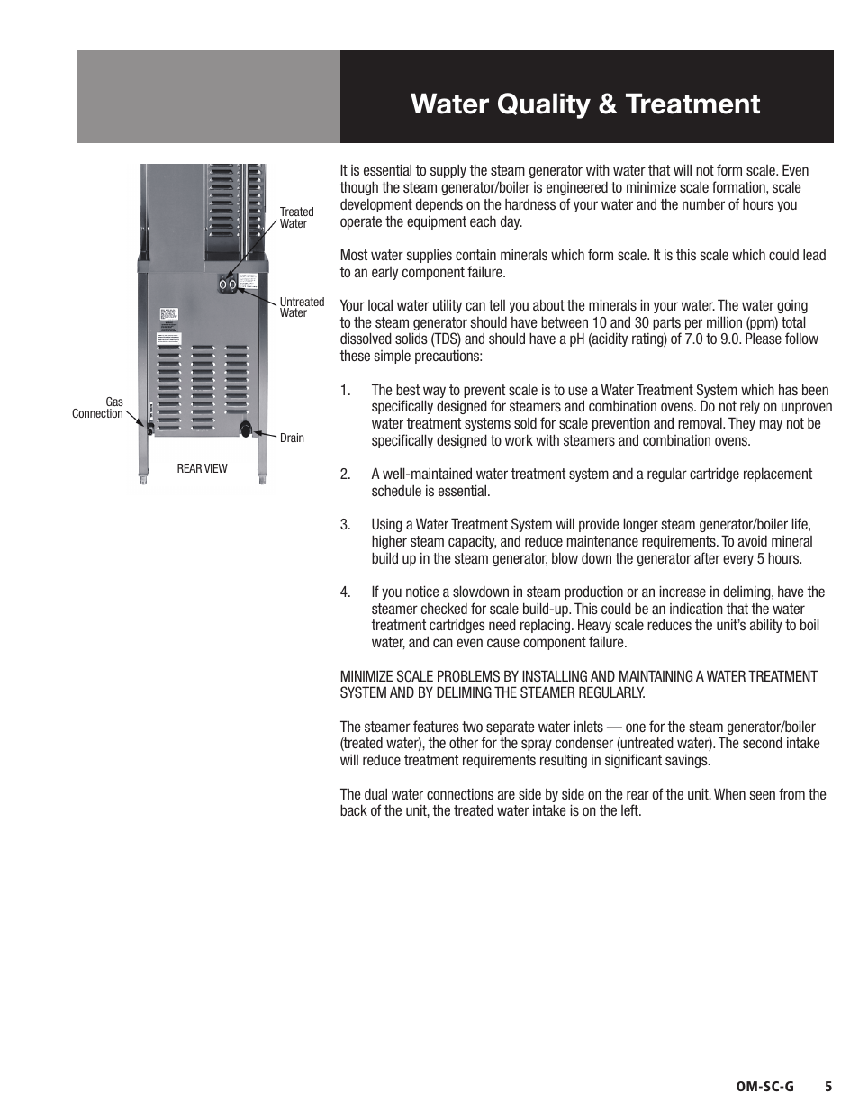 Water quality & treatment | Blodgett SC-G Series User Manual | Page 7 / 28