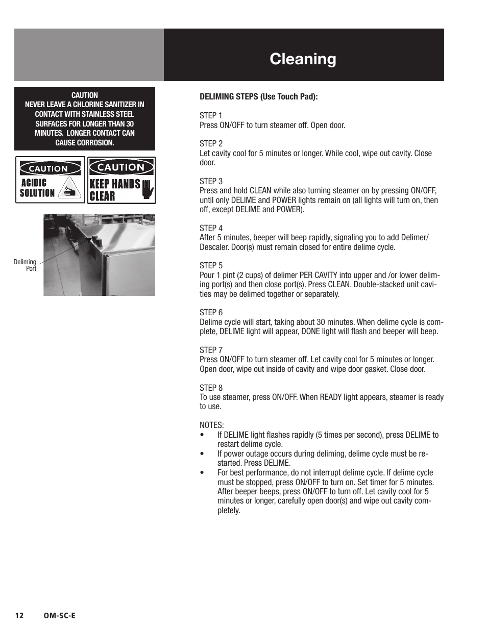 Cleaning | Blodgett SC-E Series User Manual | Page 14 / 24