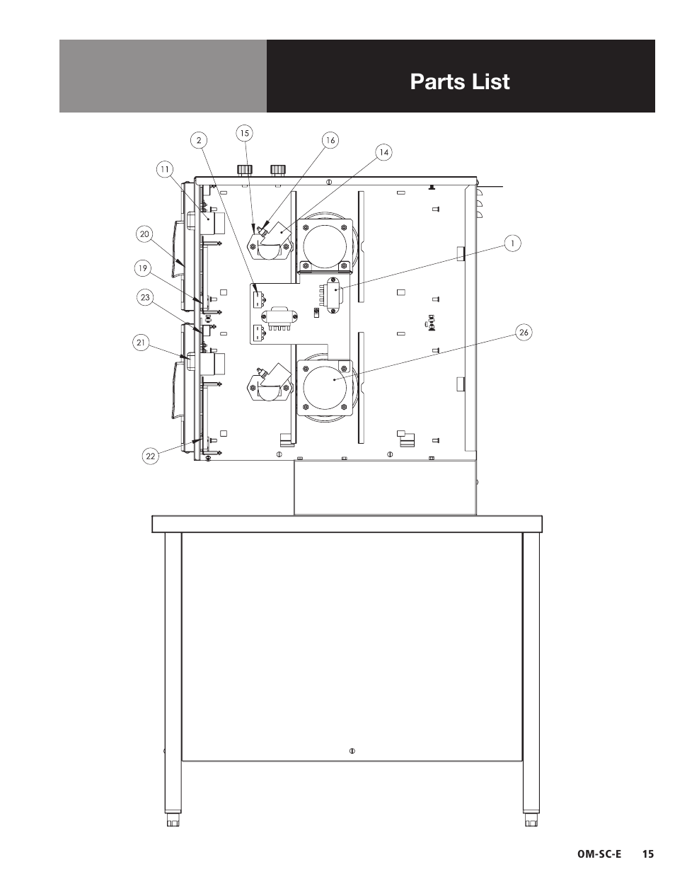 Parts list | Blodgett SC-E Series User Manual | Page 17 / 24