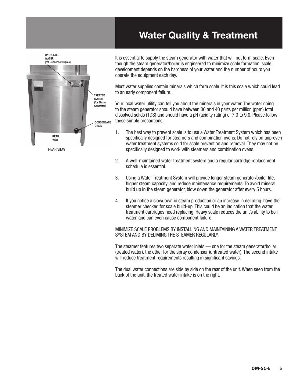 Water quality & treatment | Blodgett SC-E Series User Manual | Page 7 / 24