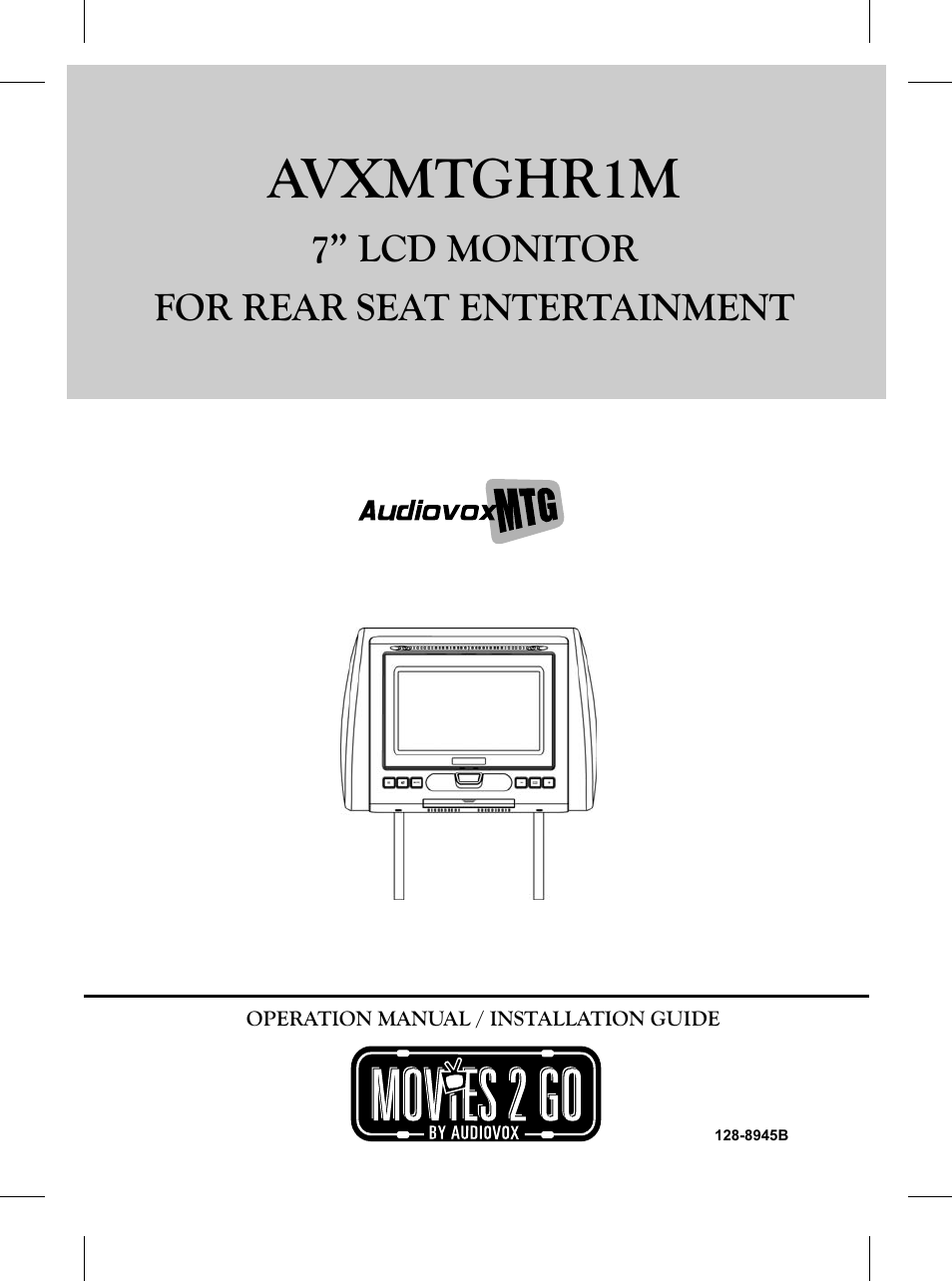 Audiovox AVXMTGHR1M User Manual | 16 pages