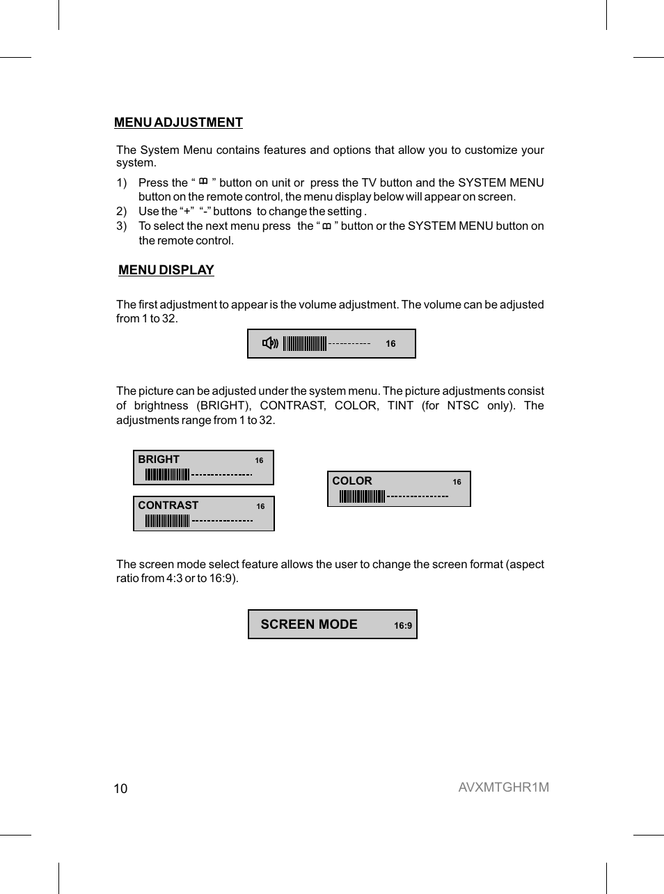 Audiovox AVXMTGHR1M User Manual | Page 10 / 16