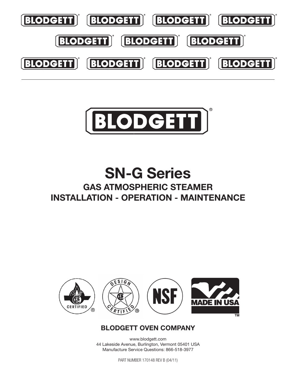 Blodgett SN-G Series User Manual | 28 pages