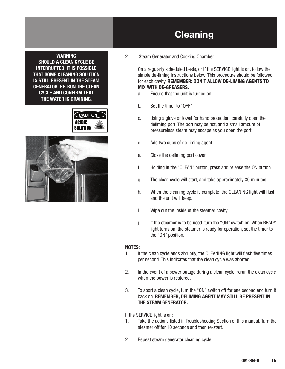 Cleaning | Blodgett SN-G Series User Manual | Page 17 / 28