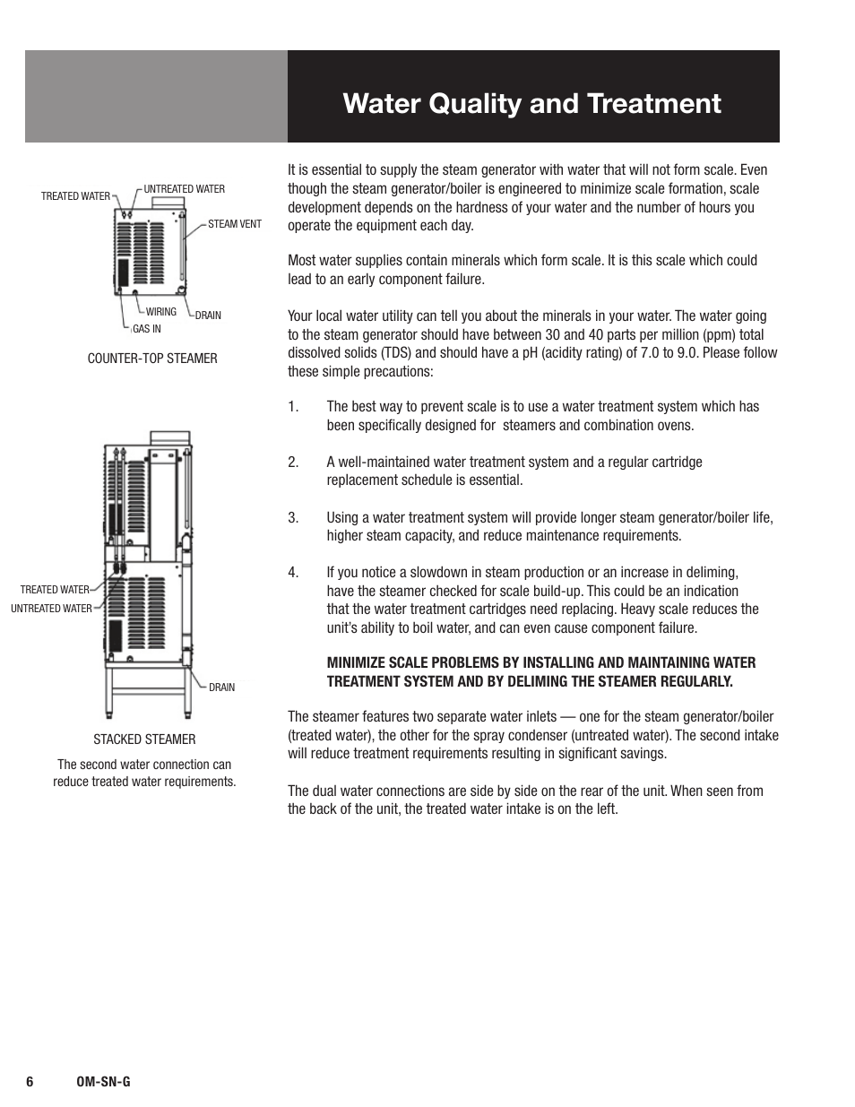Water quality and treatment | Blodgett SN-G Series User Manual | Page 8 / 28