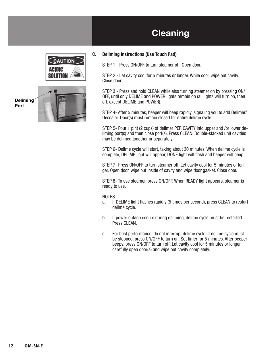 Cleaning | Blodgett SN-E Series User Manual | Page 14 / 24