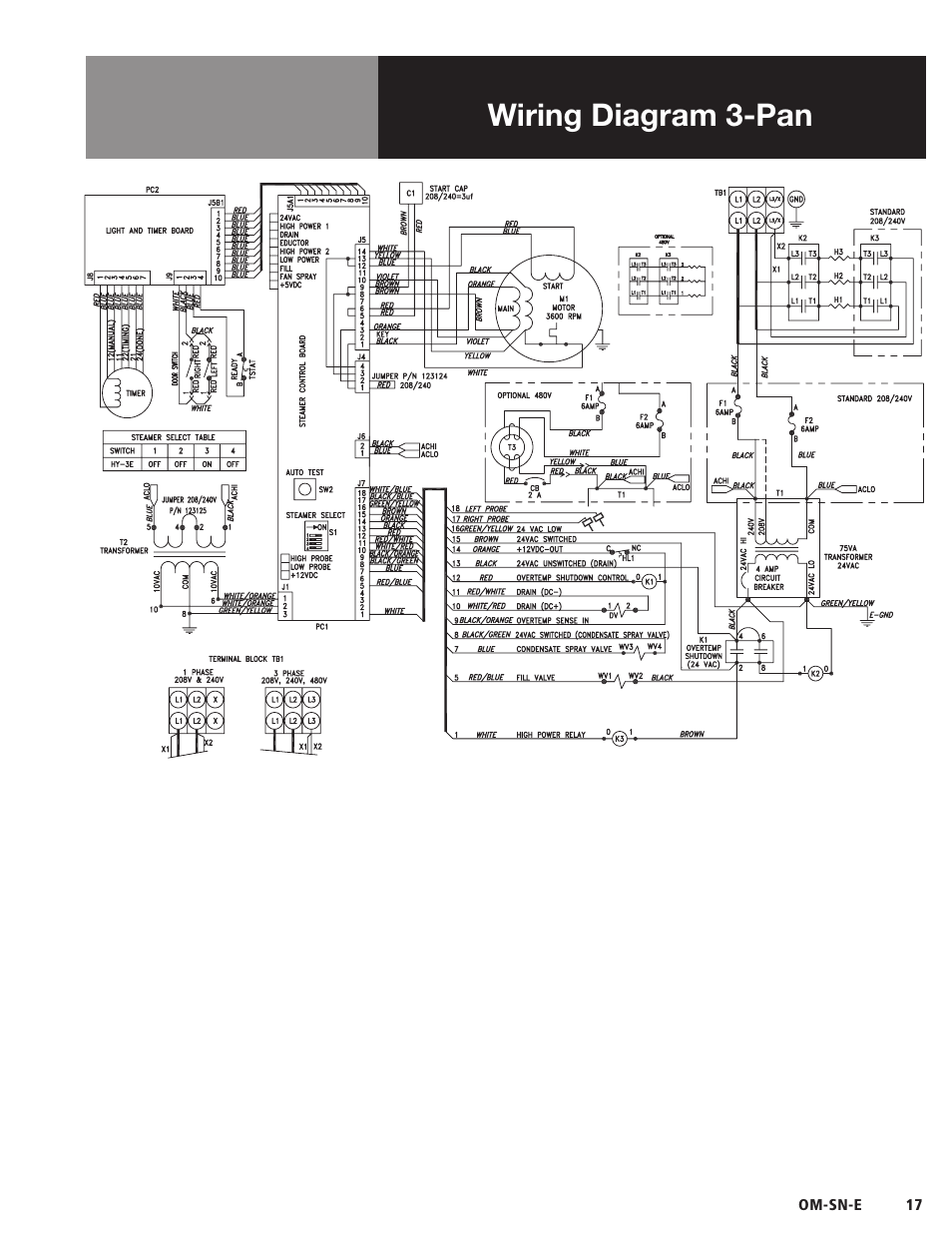 Wiring diagram 3-pan | Blodgett SN-E Series User Manual | Page 19 / 24