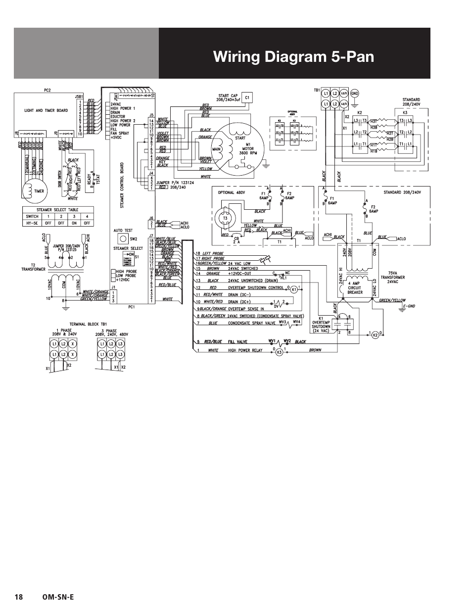 Wiring diagram 5-pan | Blodgett SN-E Series User Manual | Page 20 / 24