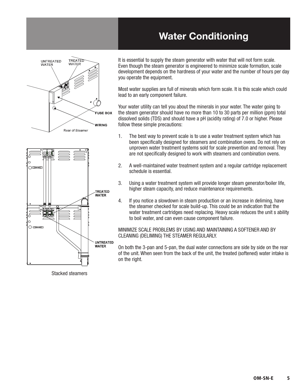 Water conditioning | Blodgett SN-E Series User Manual | Page 7 / 24