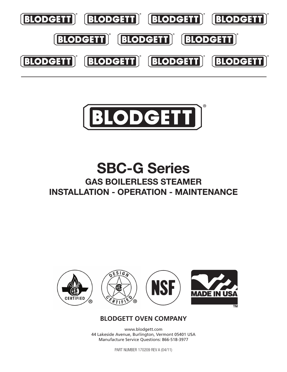 Blodgett SBC-G Series User Manual | 24 pages