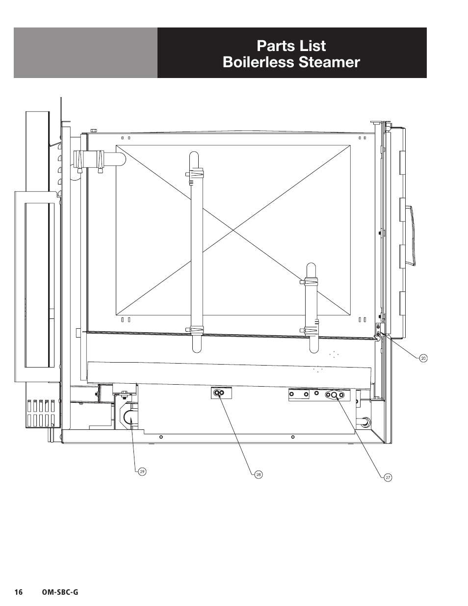 Parts list boilerless steamer | Blodgett SBC-G Series User Manual | Page 18 / 24