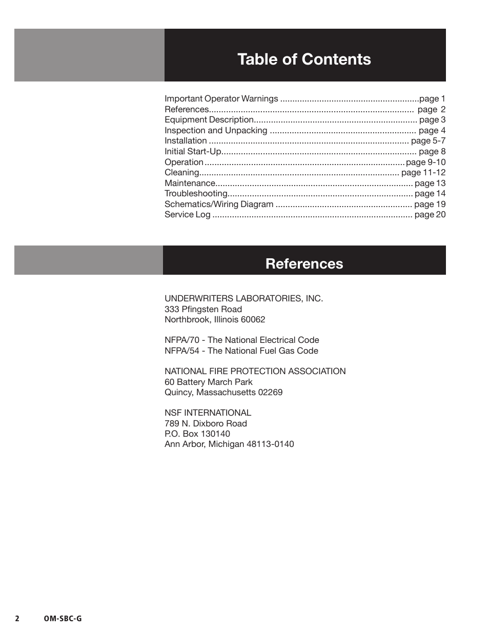 Blodgett SBC-G Series User Manual | Page 4 / 24