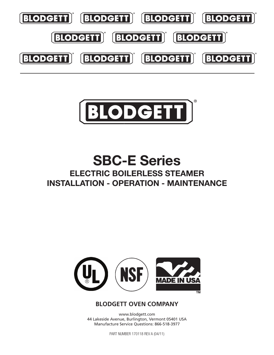 Blodgett SBC-E Series User Manual | 28 pages