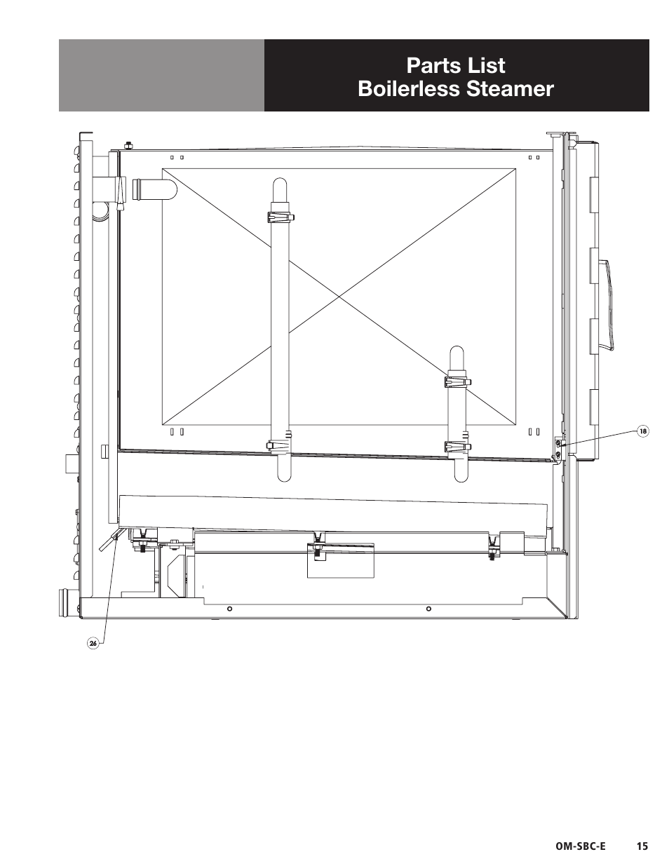 Parts list boilerless steamer | Blodgett SBC-E Series User Manual | Page 17 / 28