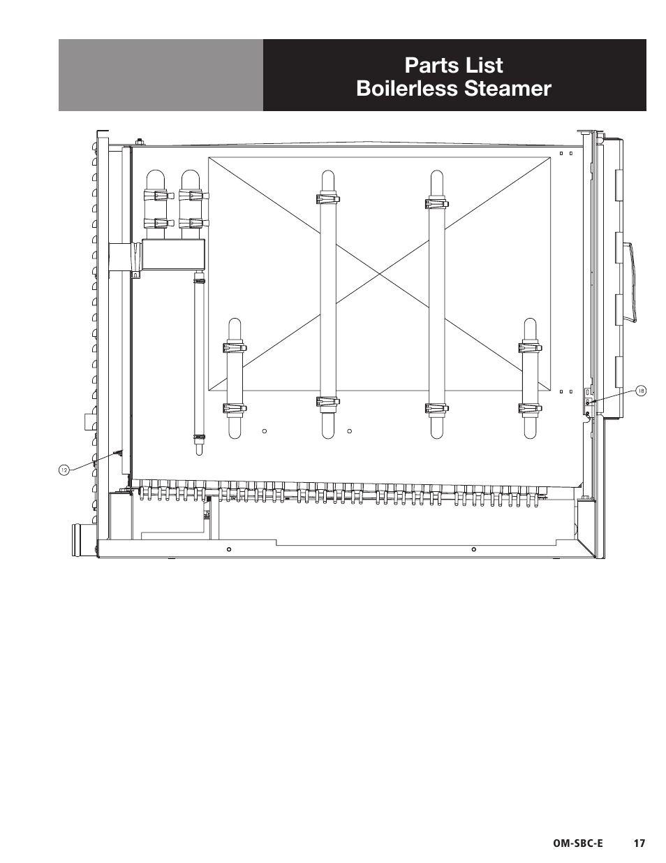 Parts list boilerless steamer | Blodgett SBC-E Series User Manual | Page 19 / 28