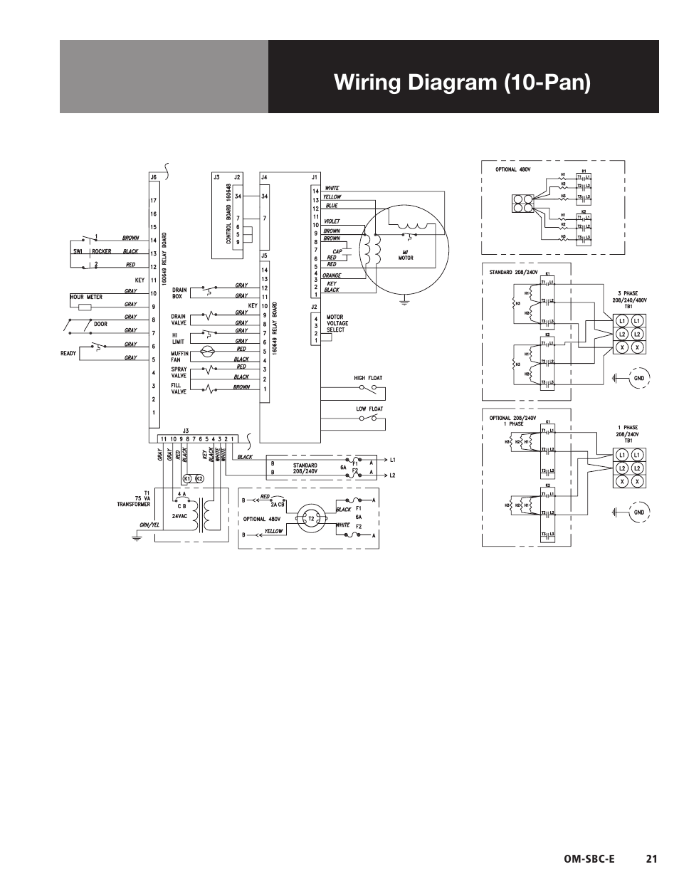 Wiring diagram (10-pan) | Blodgett SBC-E Series User Manual | Page 23 / 28