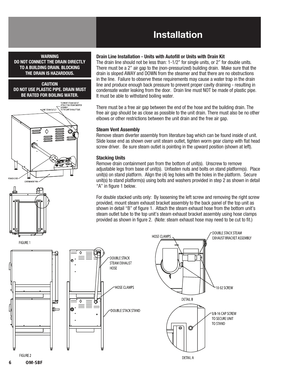 Installation | Blodgett SBF Series User Manual | Page 8 / 16