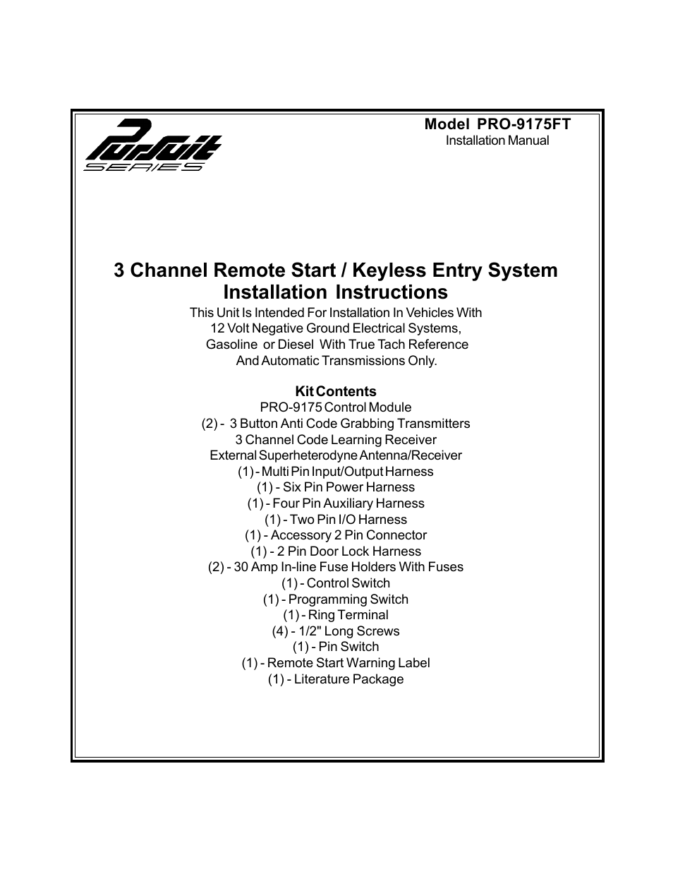 Audiovox PRO-9175FT User Manual | 18 pages