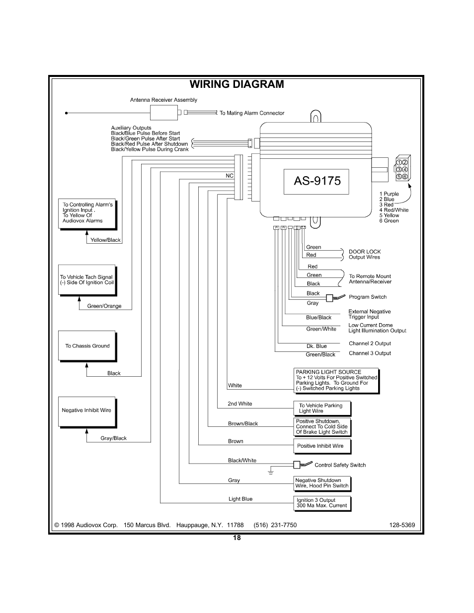 Wiring diagram | Audiovox PRO-9175FT User Manual | Page 18 / 18