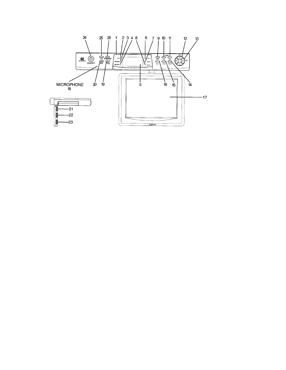 Front panel controls | Audiovox VE 640 User Manual | Page 6 / 13