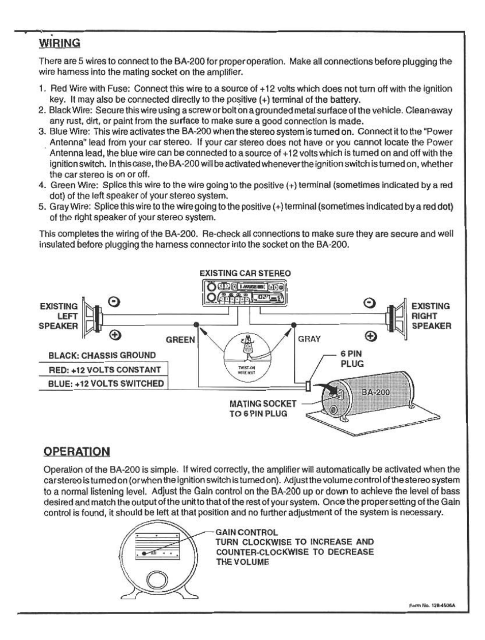 Operation | Audiovox BA200 User Manual | Page 2 / 6