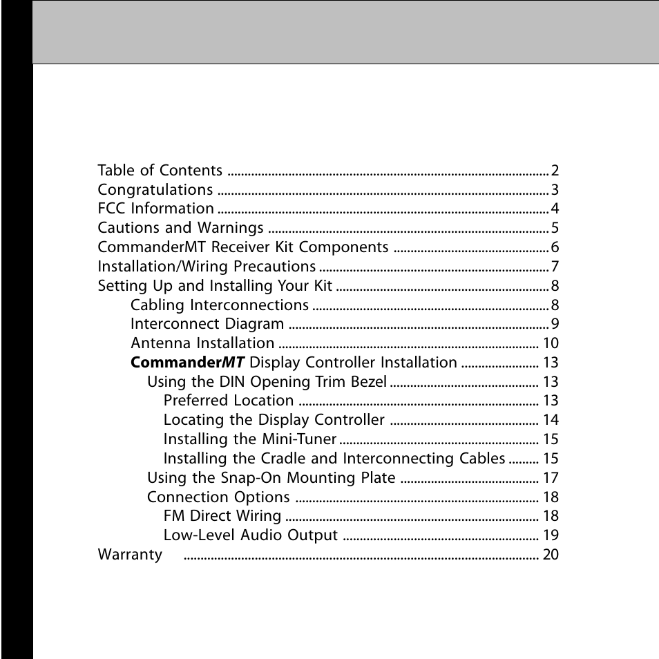 Audiovox CommanderMT 128-7902A User Manual | Page 2 / 22