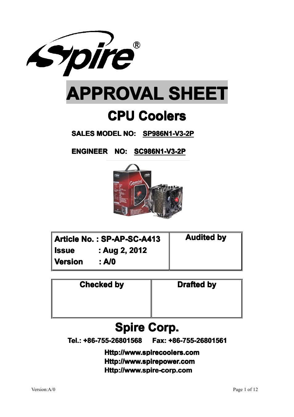 Spire GEMINI REV. 4 / SP986N1-V3-2P User Manual | 13 pages