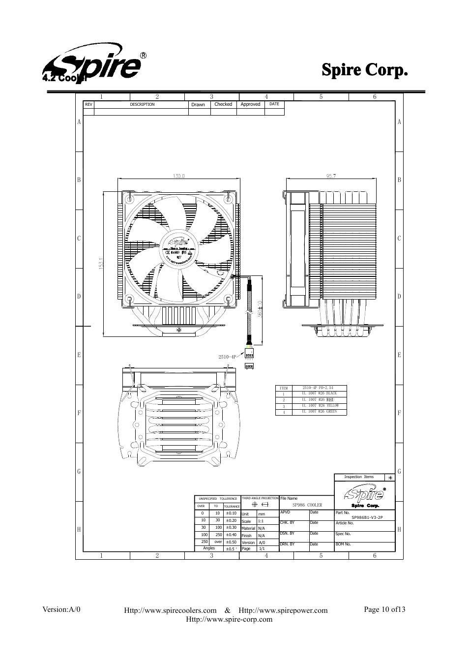 Spire, Spire spire corp. corp. corp. corp, 2 4.2 cooler cooler cooler cooler | Spire GEMINI REV. 4 / SP986N1-V3-2P User Manual | Page 10 / 13