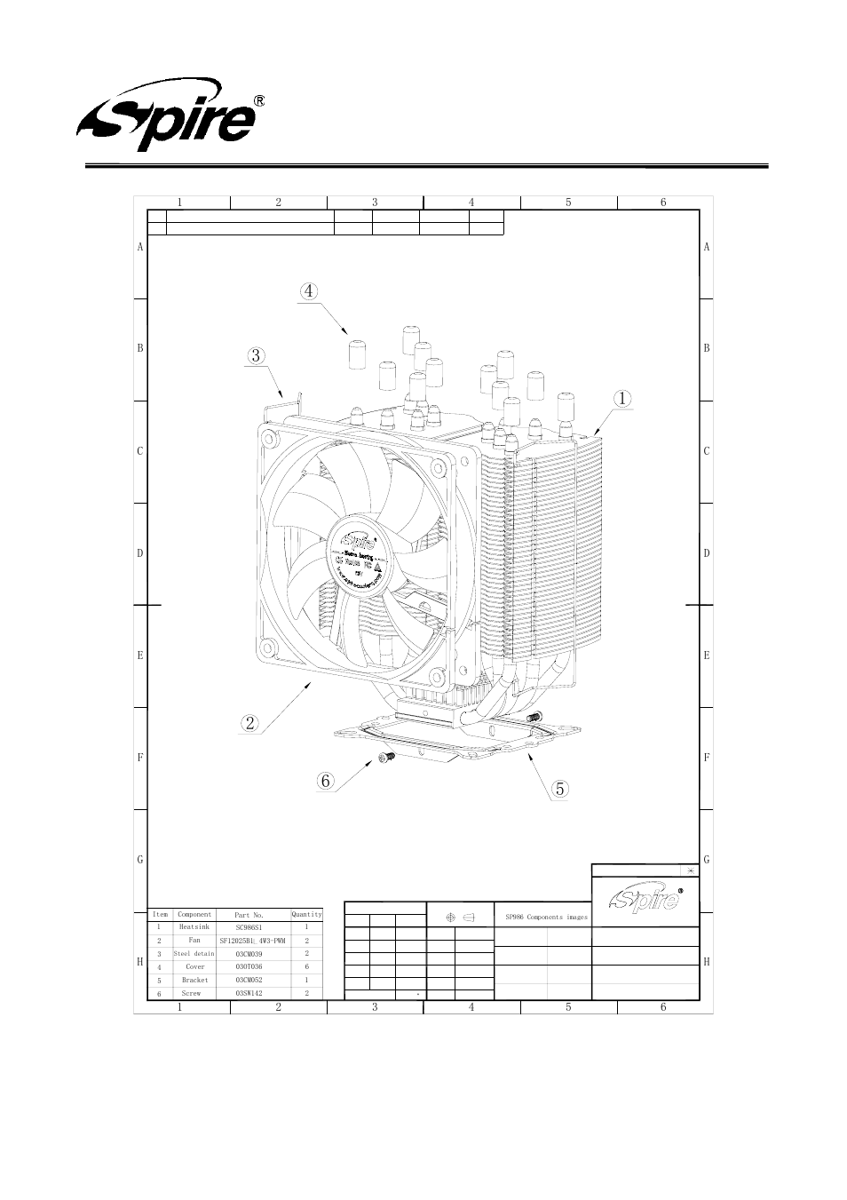Spire corp, Product drawing, Assembly drawing | Version:a/0 page 9 of13 | Spire GEMINI REV. 3 / SP986B1-V3-2P User Manual | Page 9 / 13