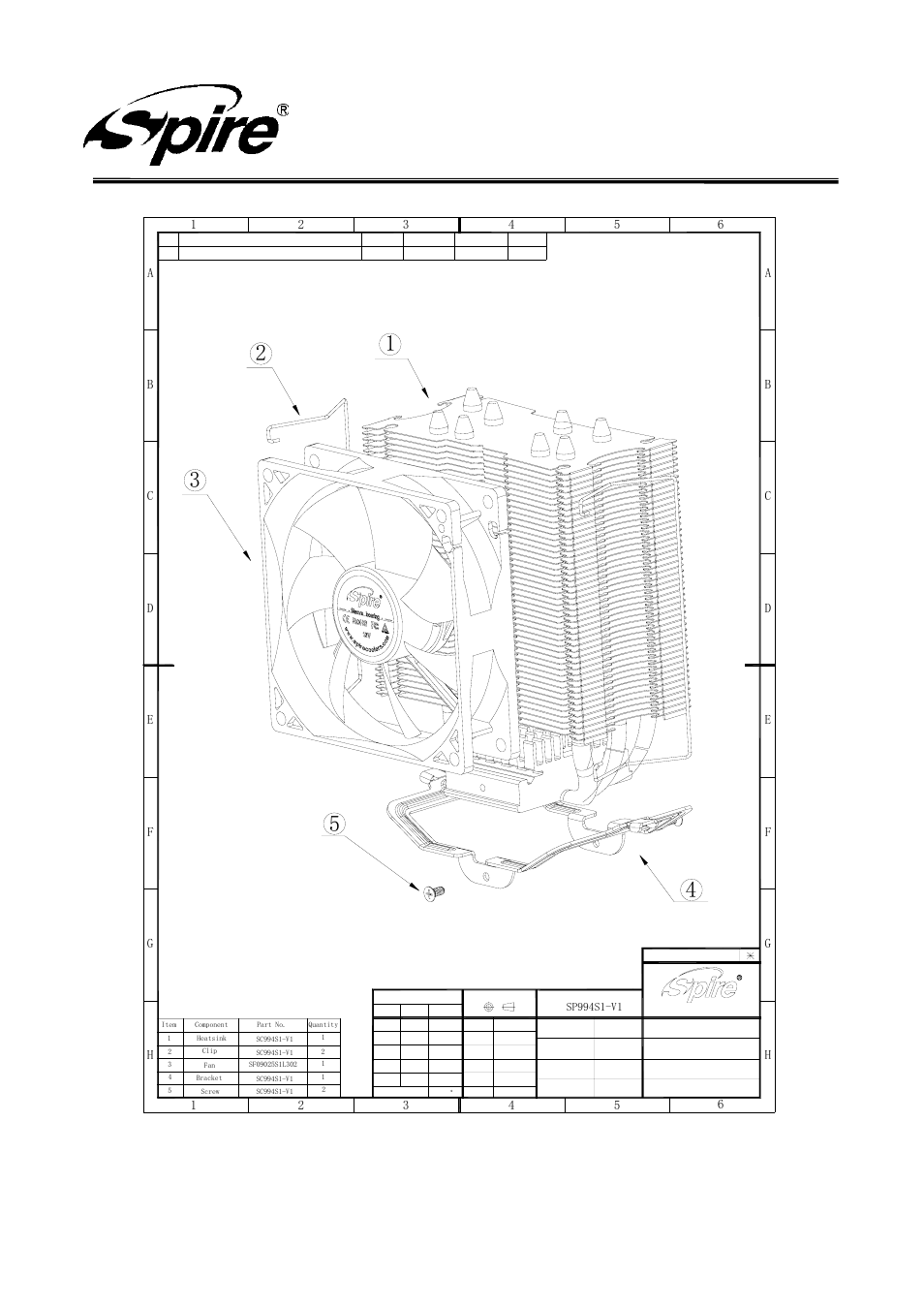 Spire corp, Product drawing, Assembly drawing | Version:a/0 page 8 of12 | Spire KEPLER PRO / SP994S1-V1 User Manual | Page 8 / 12