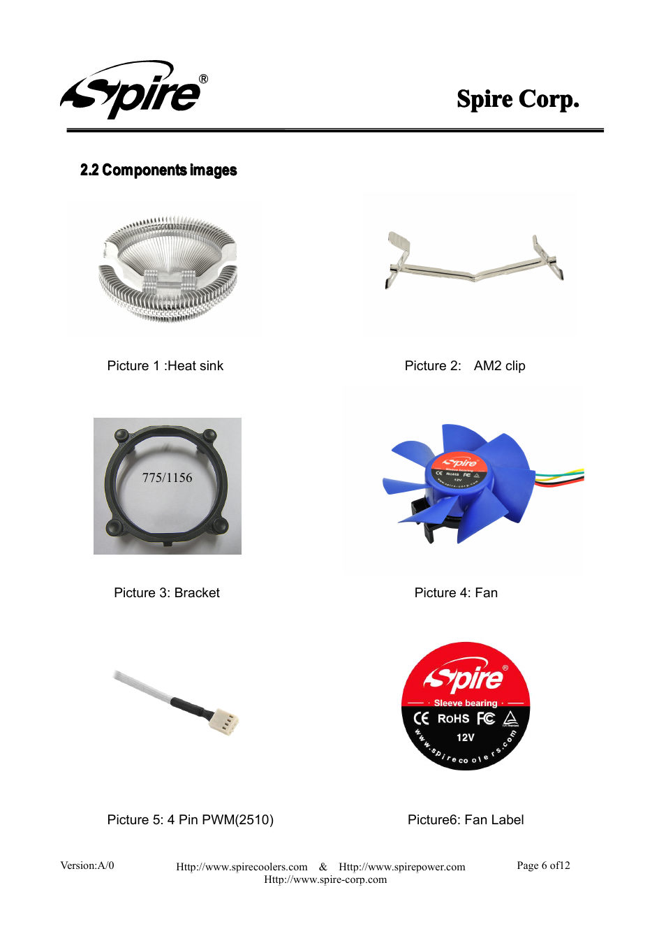 Spire, Spire spire corp. corp. corp. corp | Spire ROTOR REV.4 / SP615S1-V1-PWM User Manual | Page 6 / 12