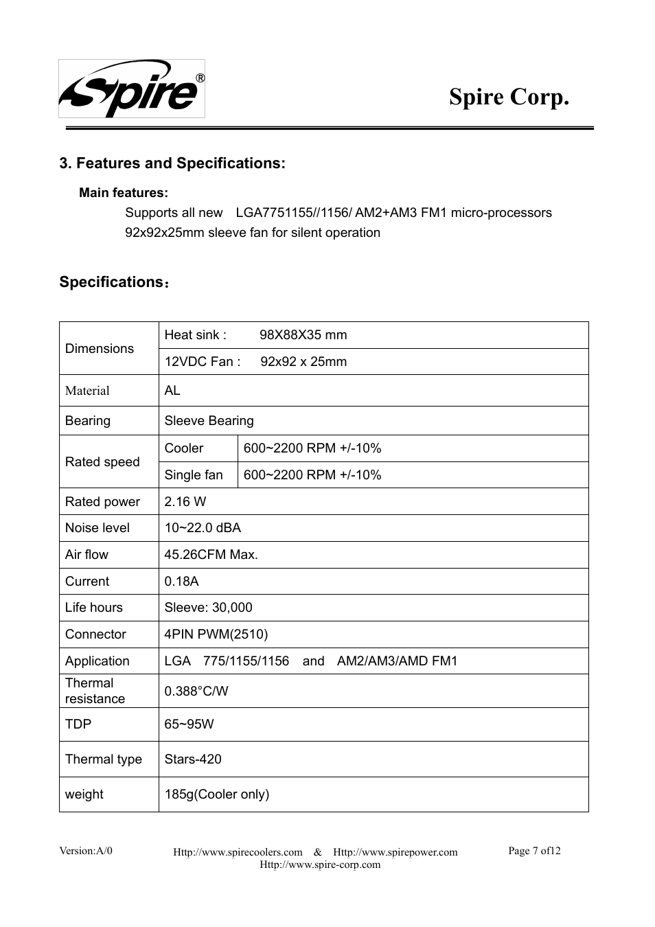 Spire corp | Spire SIGOR IV PWM / SP543S1-PWM User Manual | Page 7 / 12