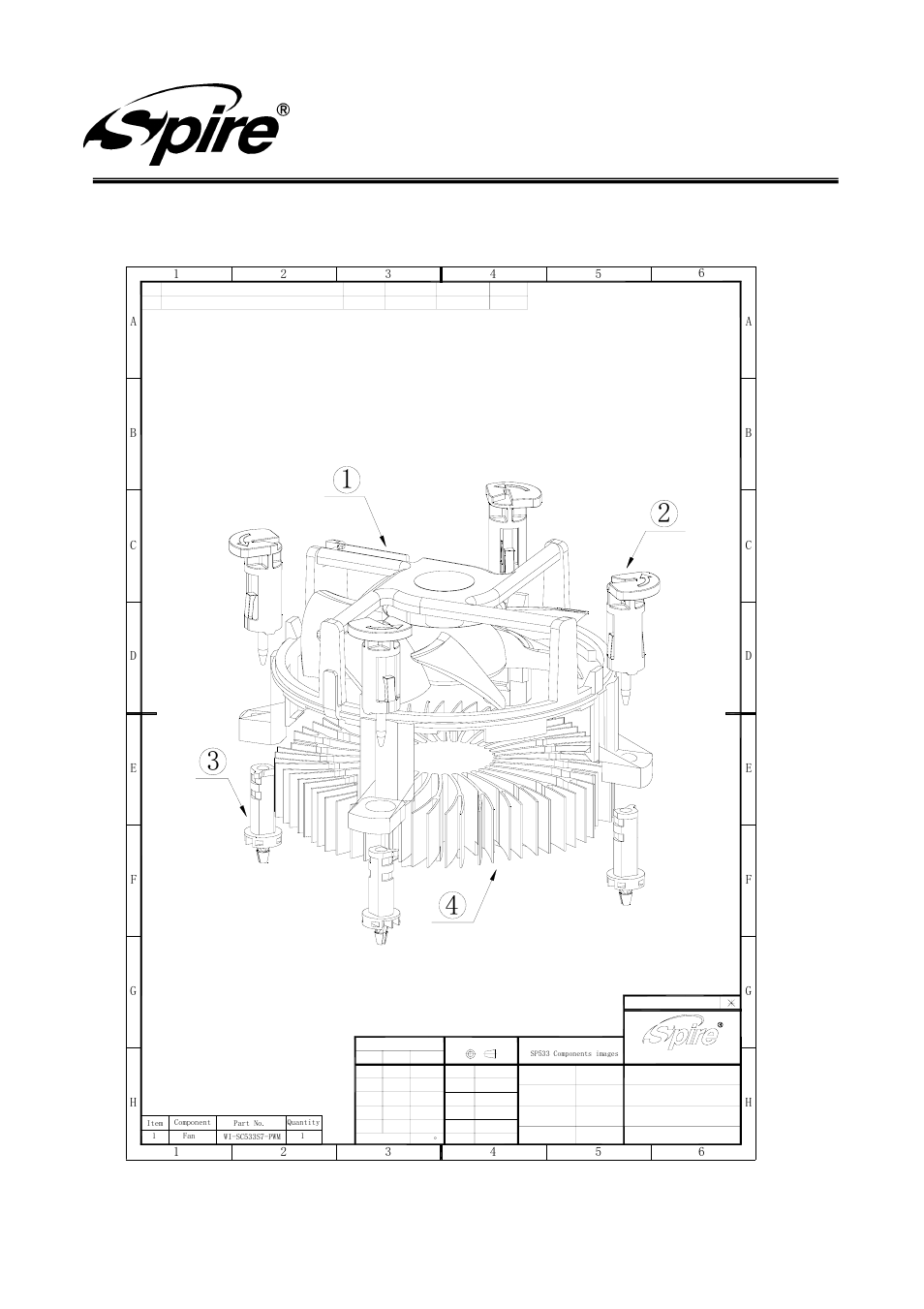Spire corp, Product drawing, Assembly drawing | Version:a/0 page 8 of12 | Spire STARFLOW 533 PWM / SP533S7-PWM User Manual | Page 8 / 12