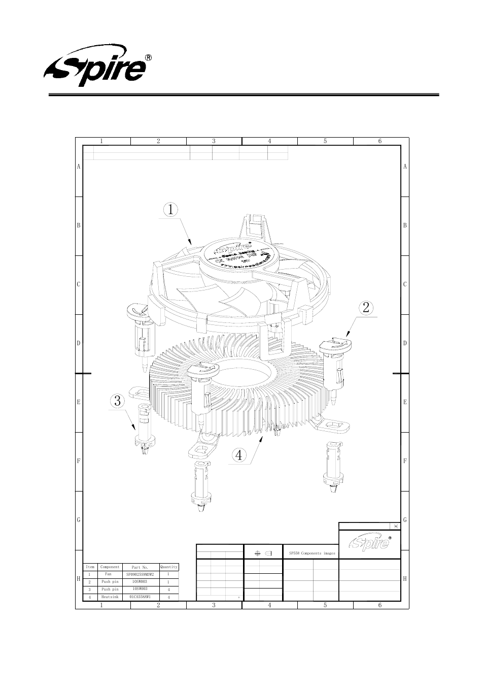 Spire corp, Product drawing, Assembly drawing | Version:a/0 page 8 of13 | Spire STARFLOW PRO / SP559S7-L User Manual | Page 8 / 13