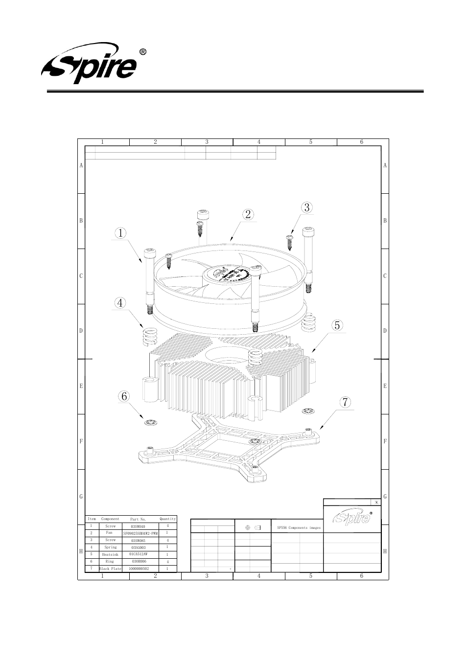 Spire corp, Product drawing, Assembly drawing | Version:a/0 page 8 of12 | Spire QUADRO 3000 PWM / SP556S0-PWM User Manual | Page 8 / 12