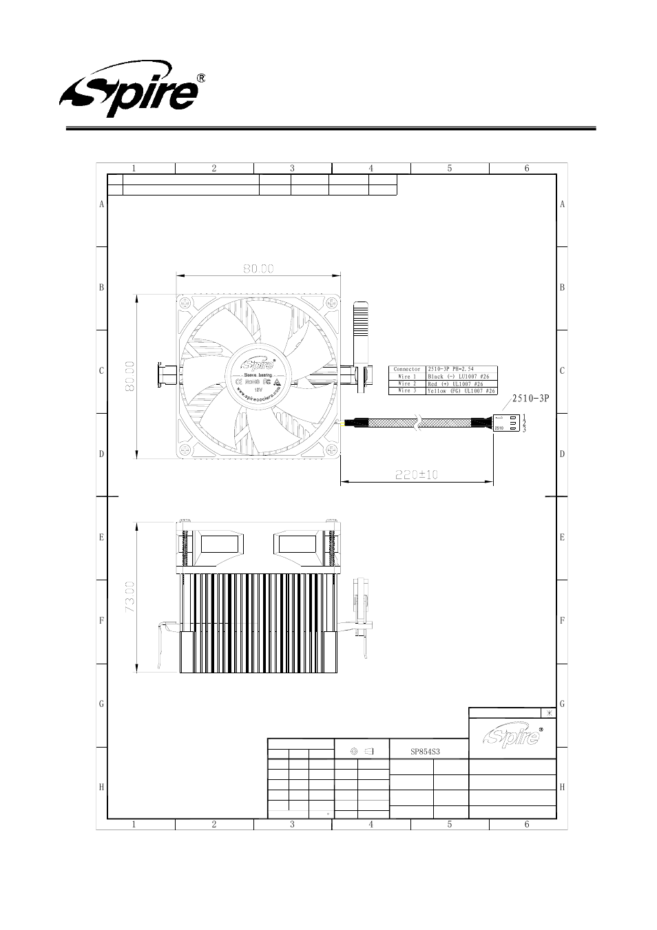 Spire corp, 2 cooler, Version:a/0 page 9 of13 | Spire STARCORE / SP854S3 User Manual | Page 9 / 13