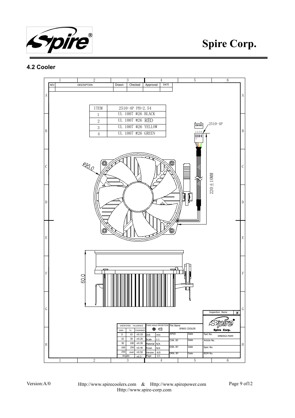 Spire corp, 2 cooler, Version:a/0 page 9 of12 | Spire COOLREEF PRO PWM / SP805S3-PWM User Manual | Page 9 / 12