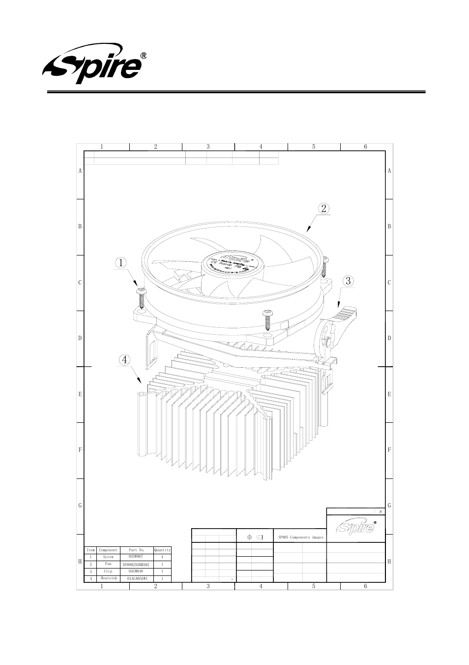 Spire corp, Product drawing, Assembly drawing | Version:a/0 page 8 of13 | Spire COOLREEF PRO / SP805S3 User Manual | Page 8 / 13