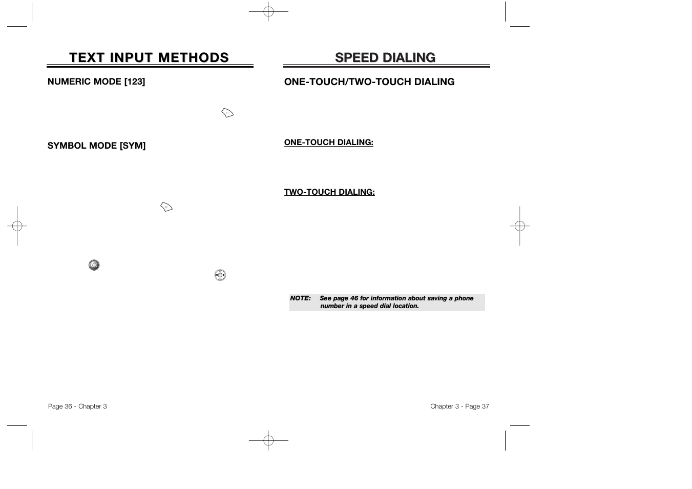 Speed dialing, Text input methods | Audiovox CDM 8500 User Manual | Page 20 / 76