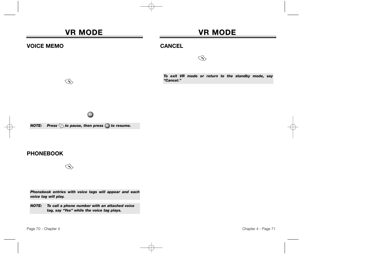 Vr mode | Audiovox CDM 8500 User Manual | Page 37 / 76