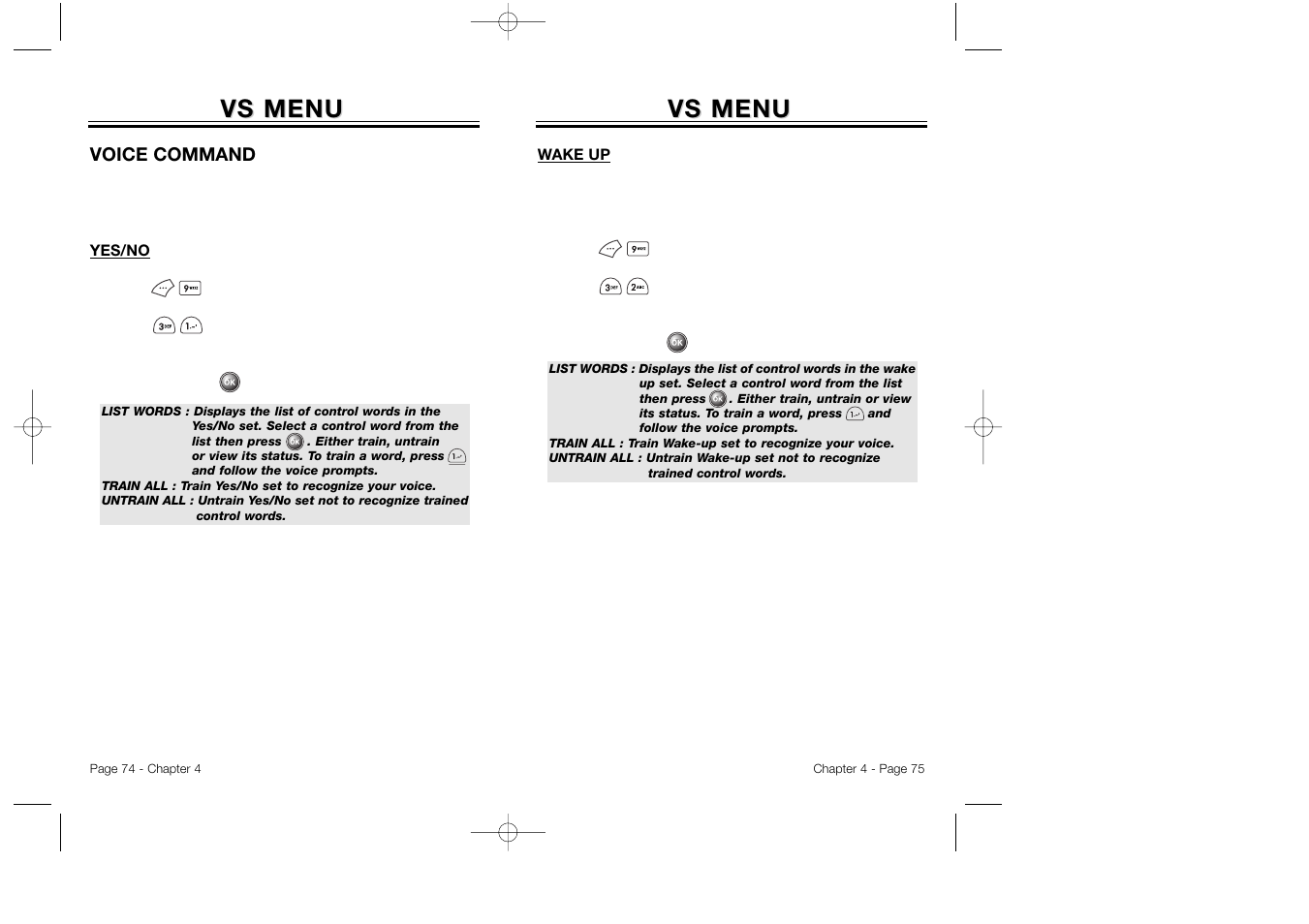 Vs menu | Audiovox CDM 8500 User Manual | Page 39 / 76