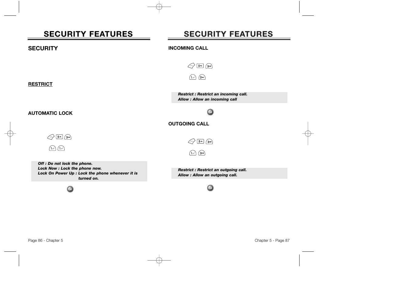 Security fea, Security fea tures tures | Audiovox CDM 8500 User Manual | Page 45 / 76