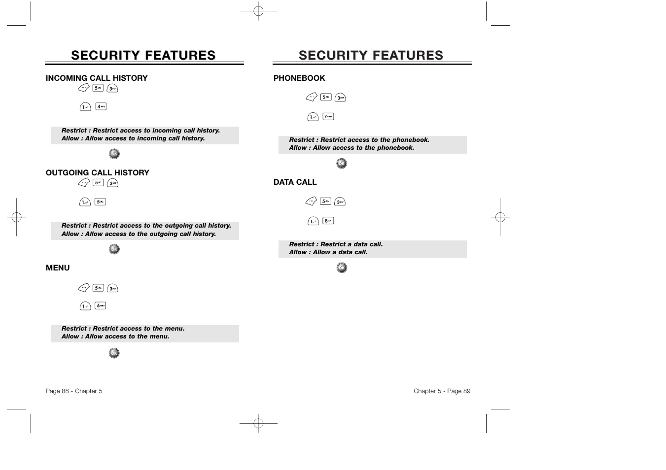 Security fea, Security fea tures tures | Audiovox CDM 8500 User Manual | Page 46 / 76