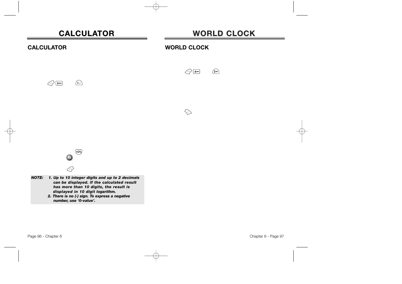 World clock, Calcula, Calcula tor tor | Audiovox CDM 8500 User Manual | Page 50 / 76