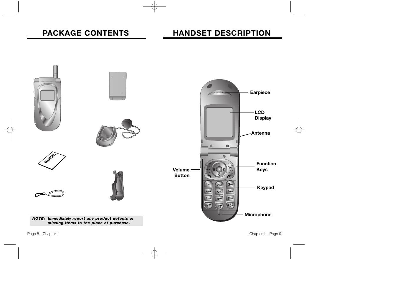 Handset description, Package contents ackage contents | Audiovox CDM 8500 User Manual | Page 6 / 76