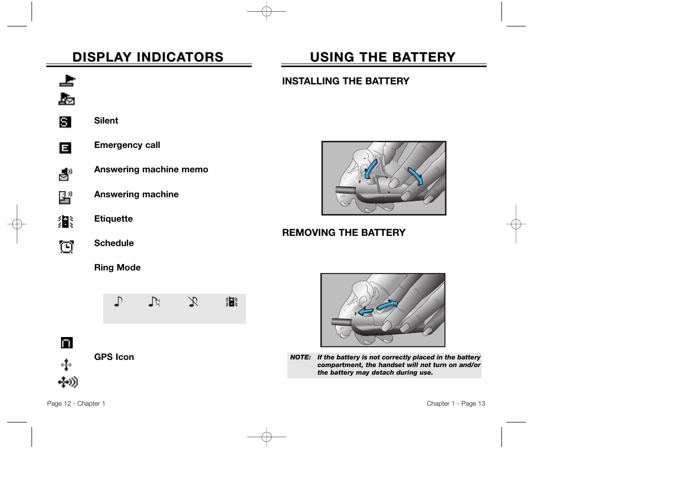 Using the ba, Using the ba tter tter y y, Displa | Displa y indica y indica tors tors | Audiovox CDM 8500 User Manual | Page 8 / 76