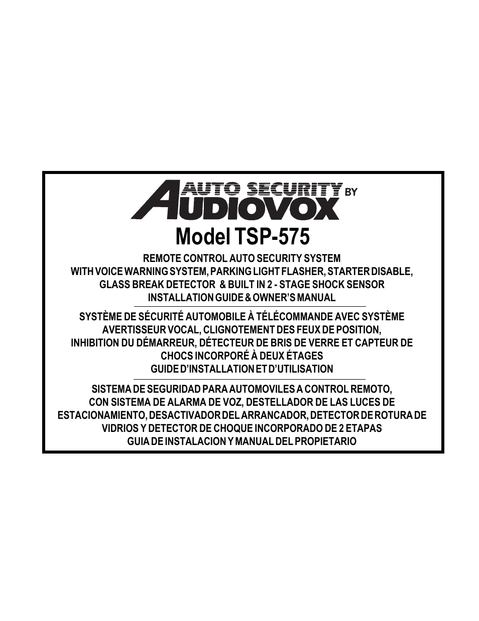 Audiovox TSP-575 User Manual | 32 pages