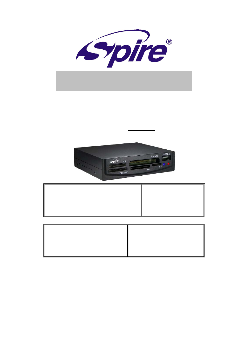 Spire CARDREADER 332 / SP332CB User Manual | 7 pages